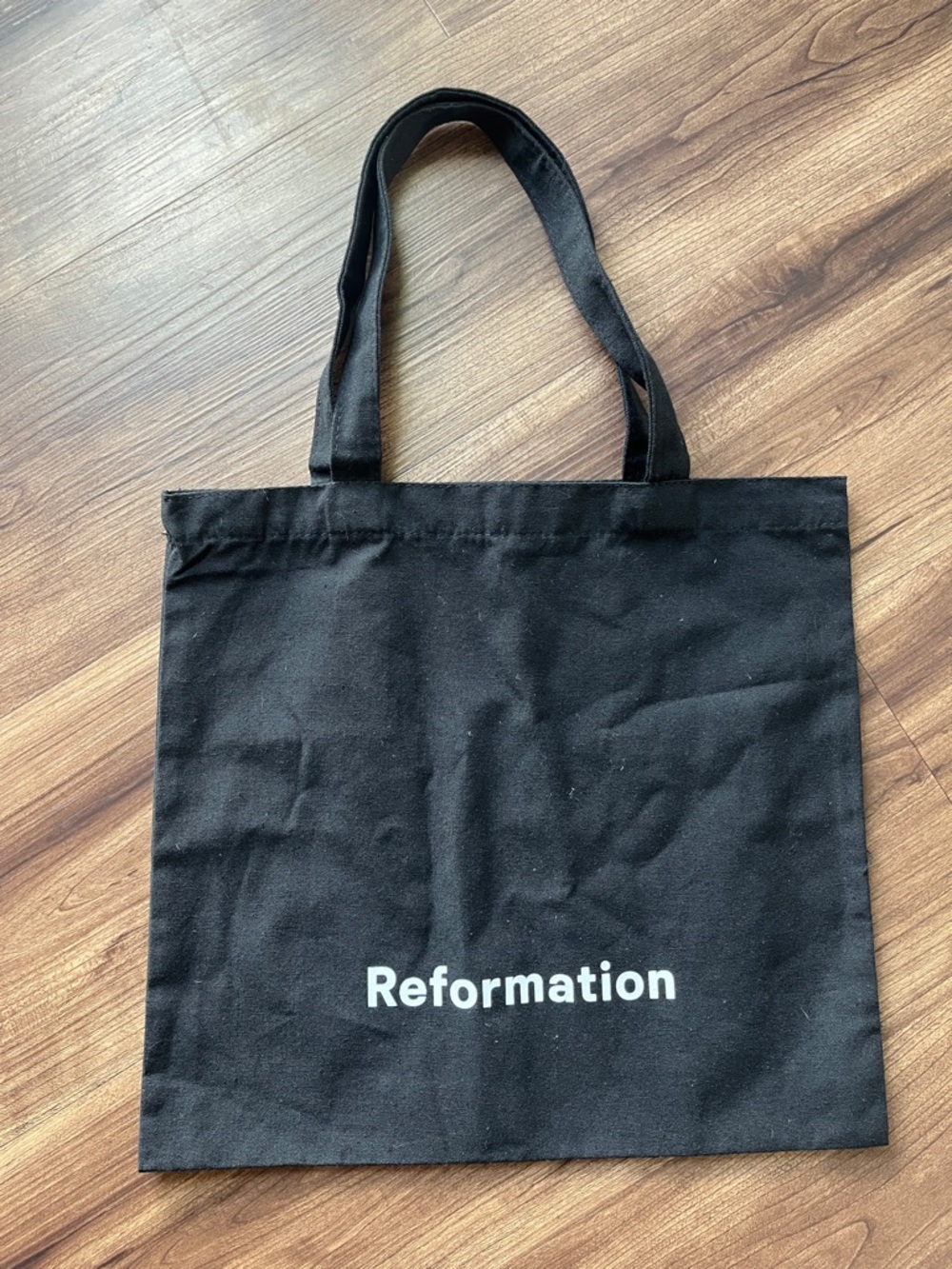 Reformation Black Canvas Reusable Tote Bag